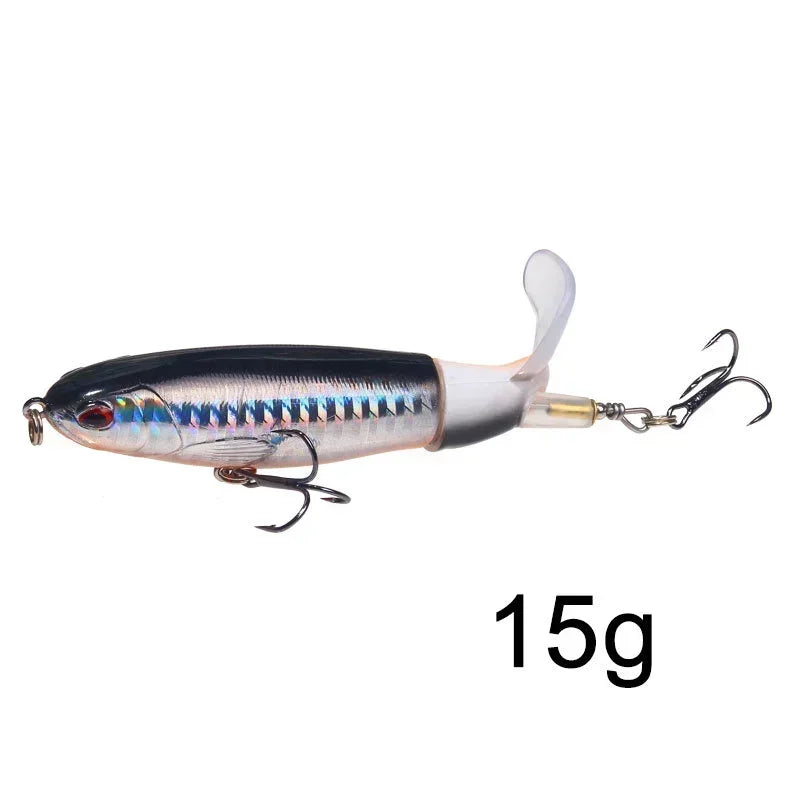Topwater Popper Fishing Lure with Rotating Tail – 10cm/14cm Artificial Bait